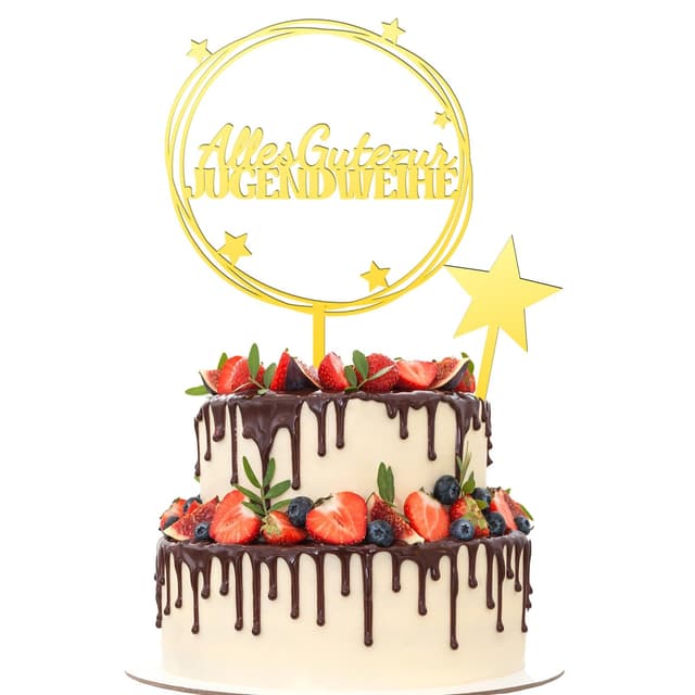 🎉 SANNIX Jugendweihe Tortendeko, 2 Stück Jugendweihe Cake Topper Gold Kuchen Deko 🎂