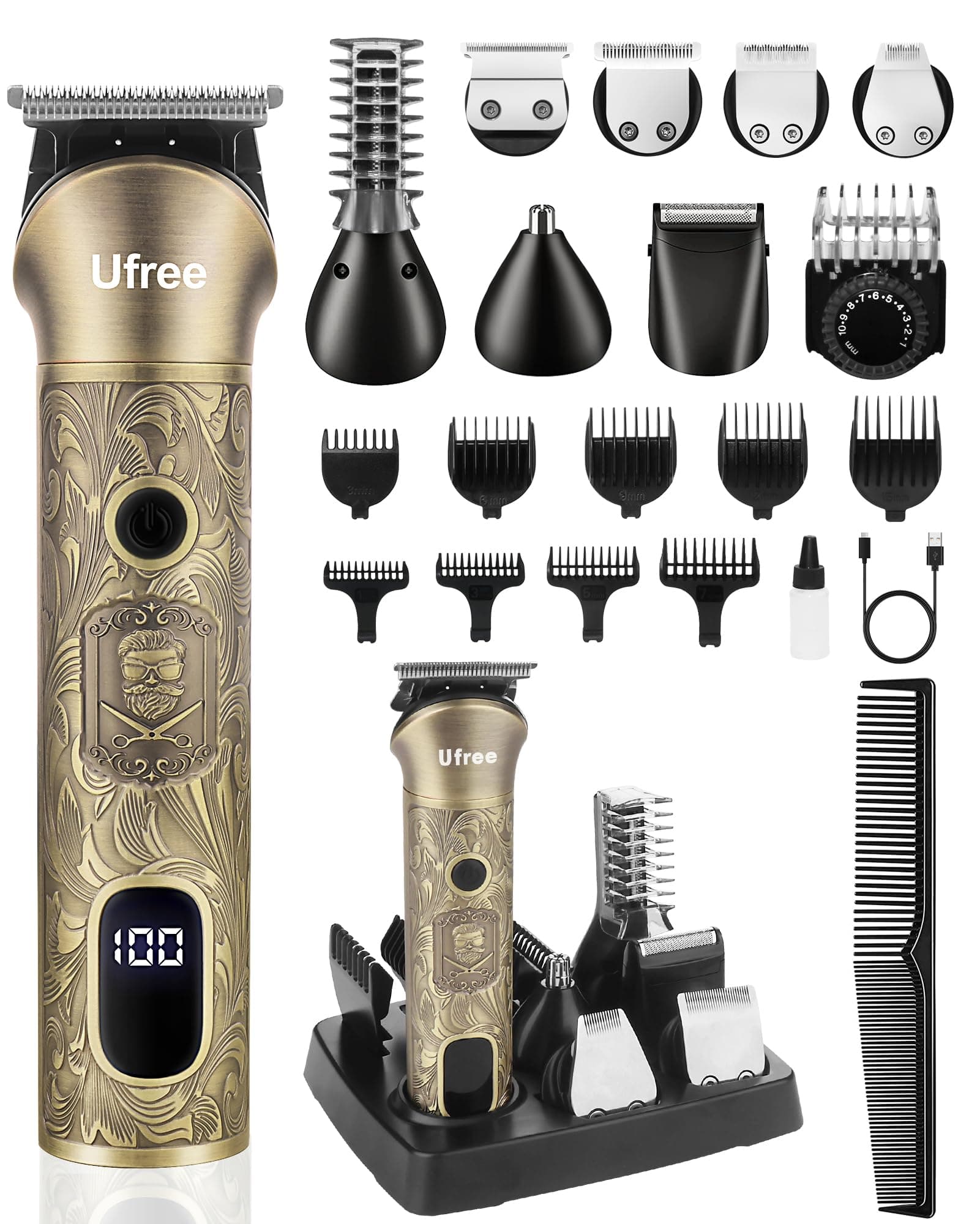 Ufree Haarschneidemaschine Profi Barttrimmer Herren 🎁 7 in 1 Bartschneider Haarschneider Rasierer Elektrisch