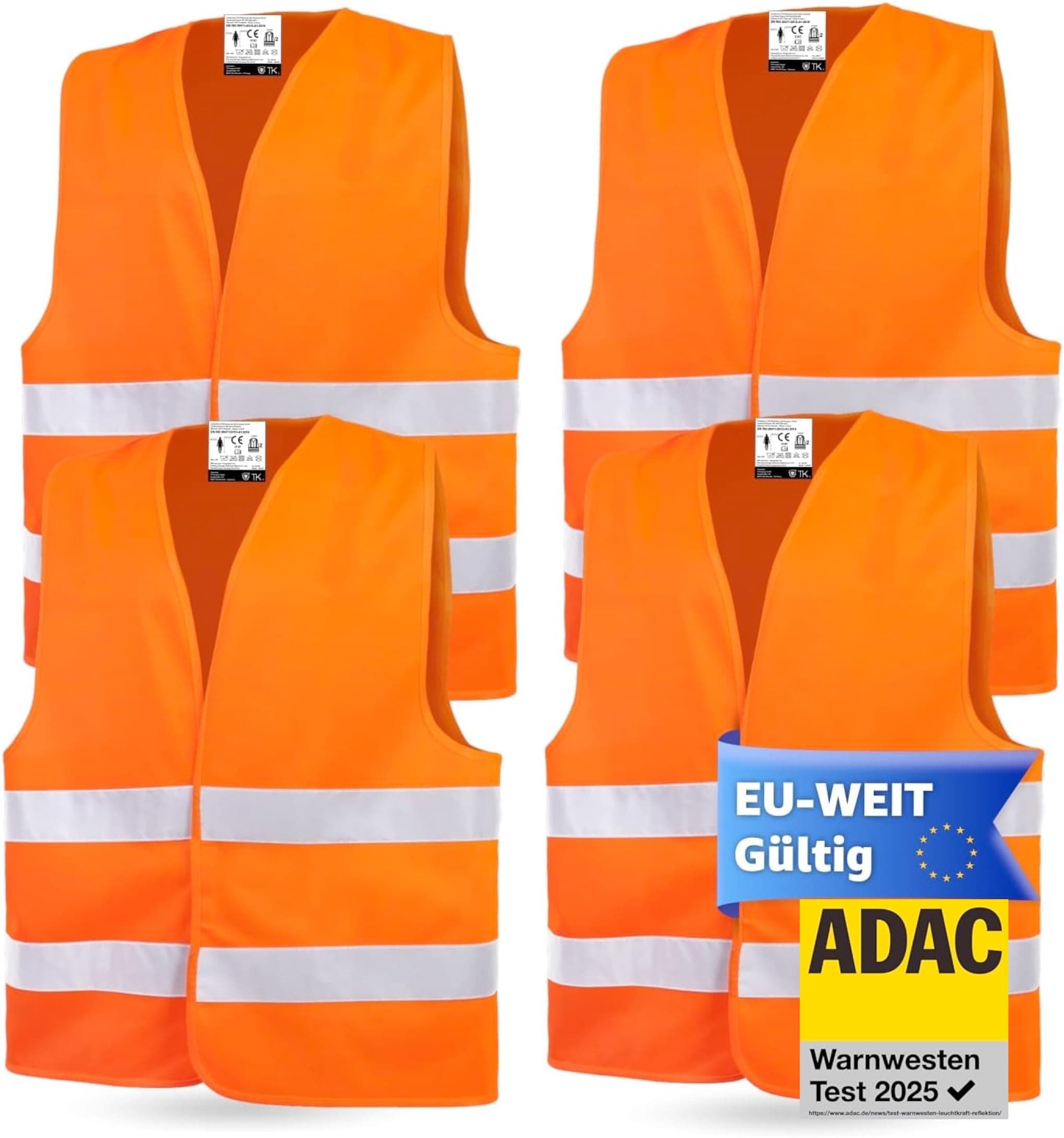 Sicherheitsweste Warnwesten Auto ISO 20471 - Orange 🔥🚗