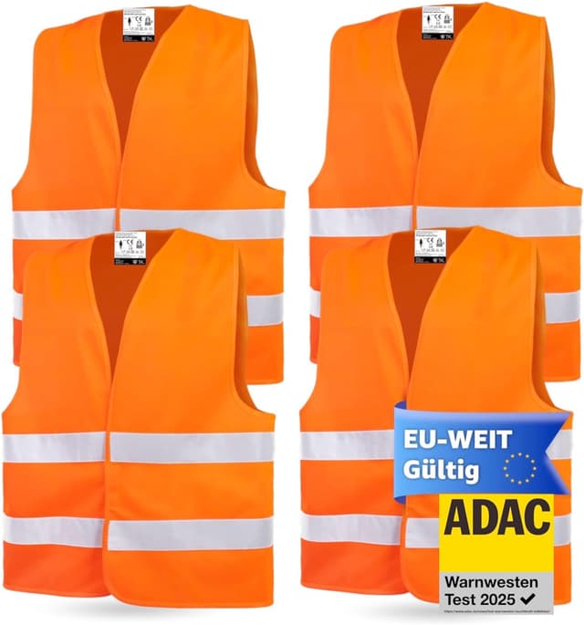 Sicherheitsweste Warnwesten Auto ISO 20471 - Orange 🔥🚗