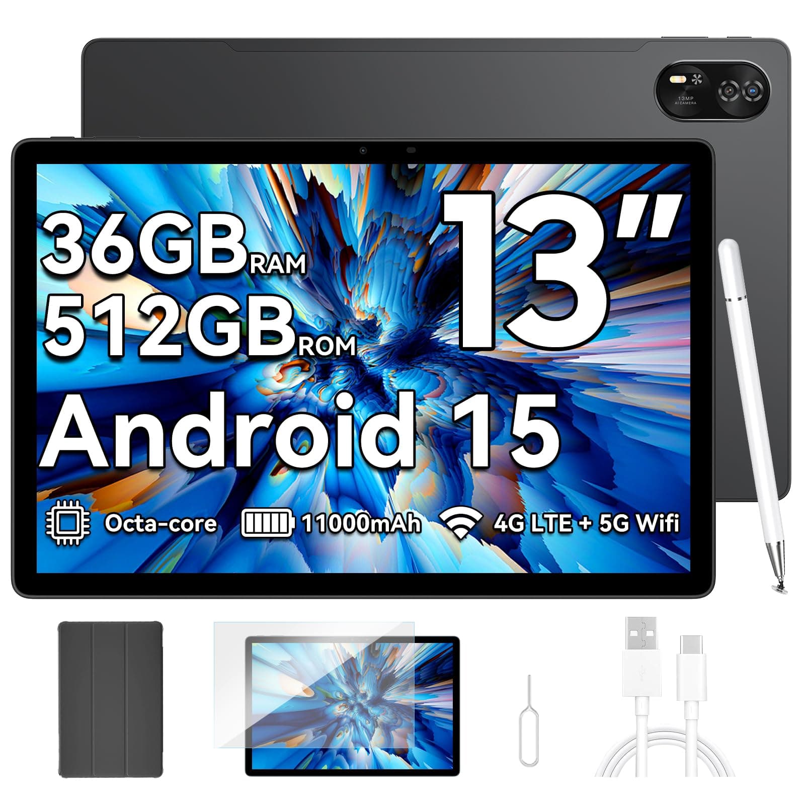 Blackview 13 Zoll Tablet MEGA8 Android 15, 36GB RAM + 512GB ROM 🚀📷🔋
