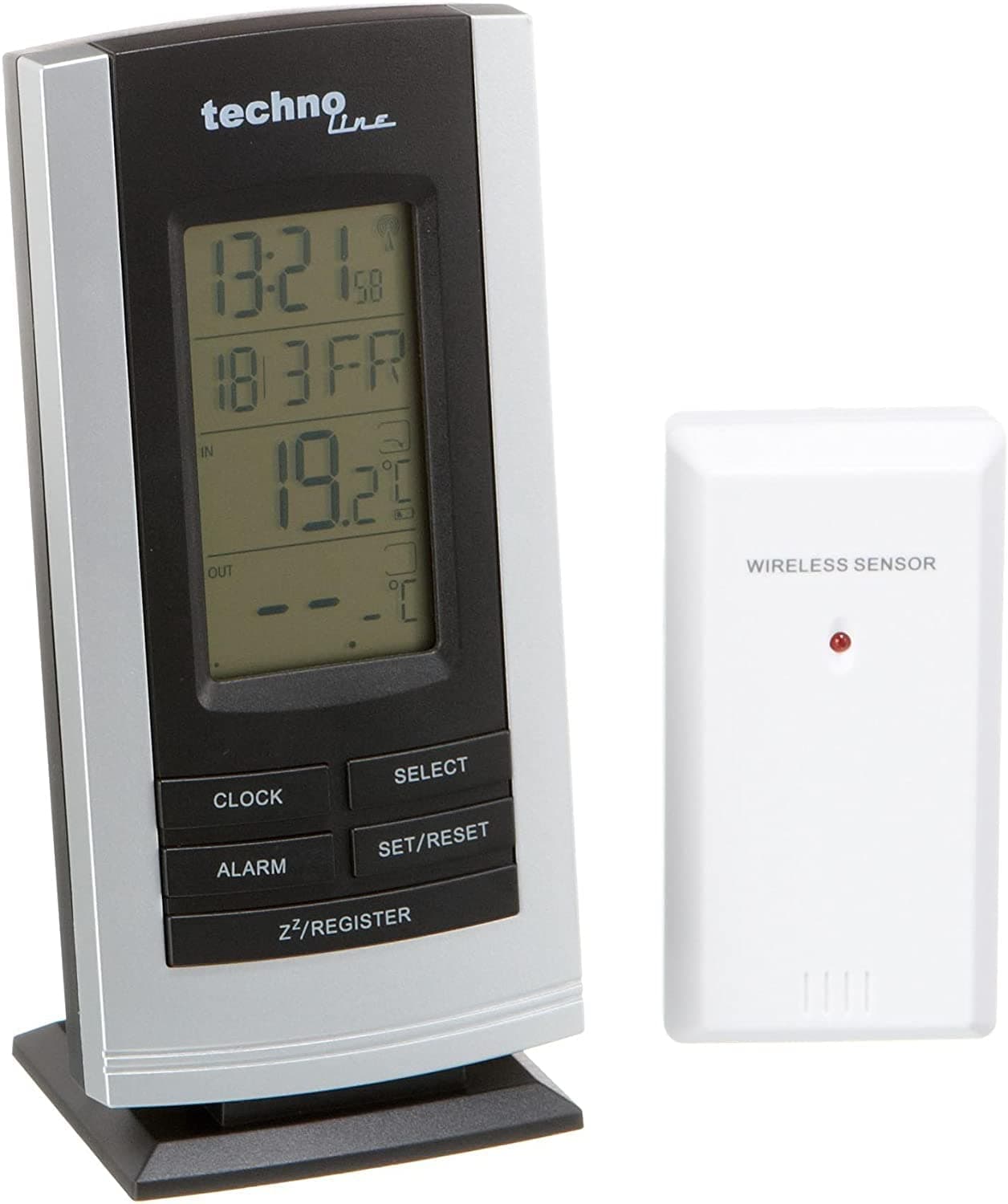🌡️🕰️ Wetterstation WS 9180 mit Funkuhr und Innen- und Außentemperaturanzeige, Silber