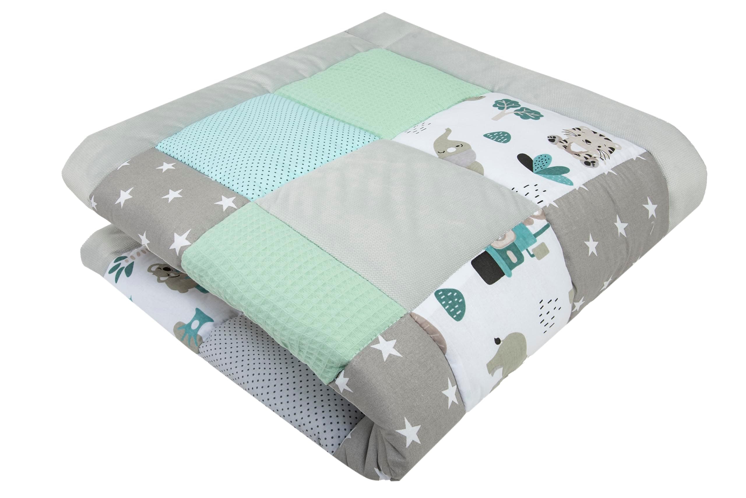 Medi Partners Krabbeldecke für Baby - 100% Baumwolle - 120x120cm - Mint Zoo 🧸🎨