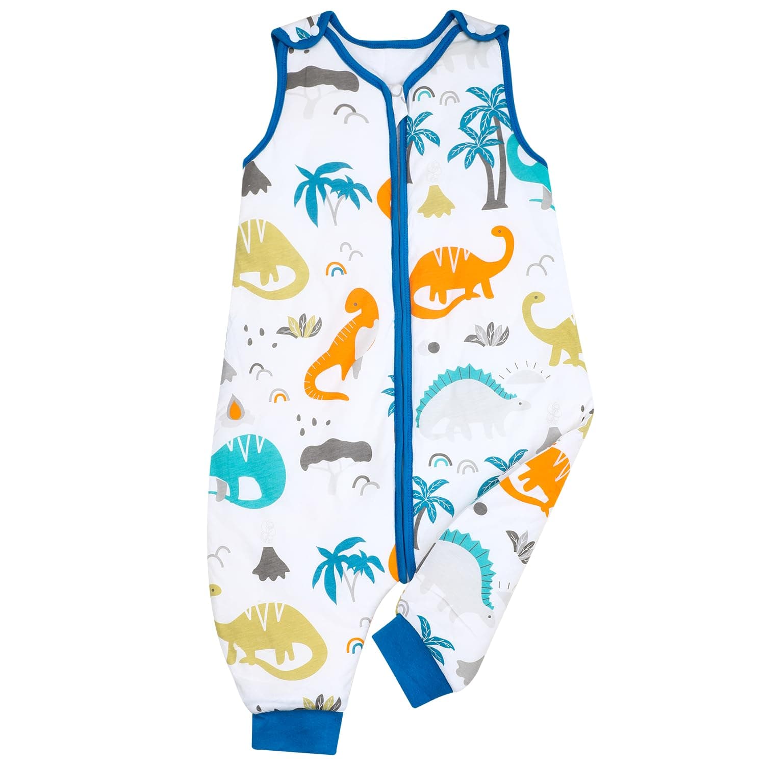 FLYISH DIRECT Baby Schlafsack mit Füßen Winter Schlafsack mit Beinen, 2.5 tog Baumwolle Babyschlafsack, Ärmellos Baby Schlafsack, S S(73cm, für 73-83cm) Dinosaurier 🦕