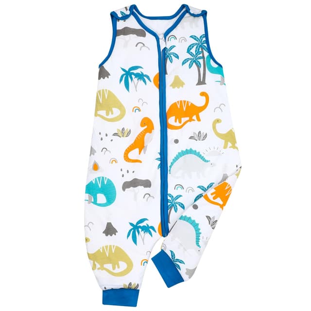 FLYISH DIRECT Baby Schlafsack mit Füßen Winter Schlafsack mit Beinen, 2.5 tog Baumwolle Babyschlafsack, Ärmellos Baby Schlafsack, S S(73cm, für 73-83cm) Dinosaurier 🦕