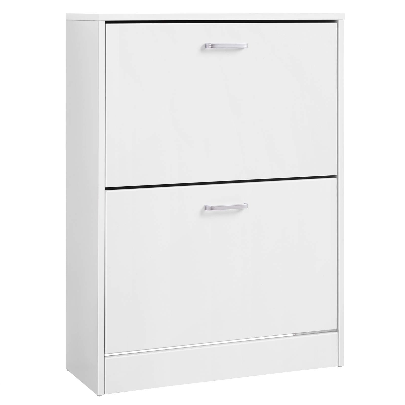 VASAGLE Schuhschrank mit 2 Klappen, Schuhkipper, Trennwände verstellbar und abnehmbar, 60 x 24 x 83,5 cm, weiß