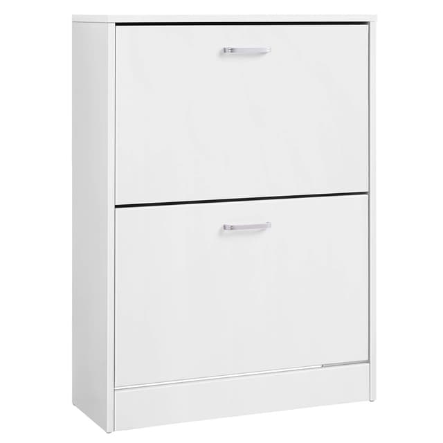 VASAGLE Schuhschrank mit 2 Klappen, Schuhkipper, Trennwände verstellbar und abnehmbar, 60 x 24 x 83,5 cm, weiß