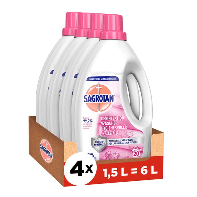 🌿 Sagrotan Wäsche-Hygienespüler Sensitiv 0% – Desinfektionsspüler für hygienisch saubere und frische Wäsche 🌸