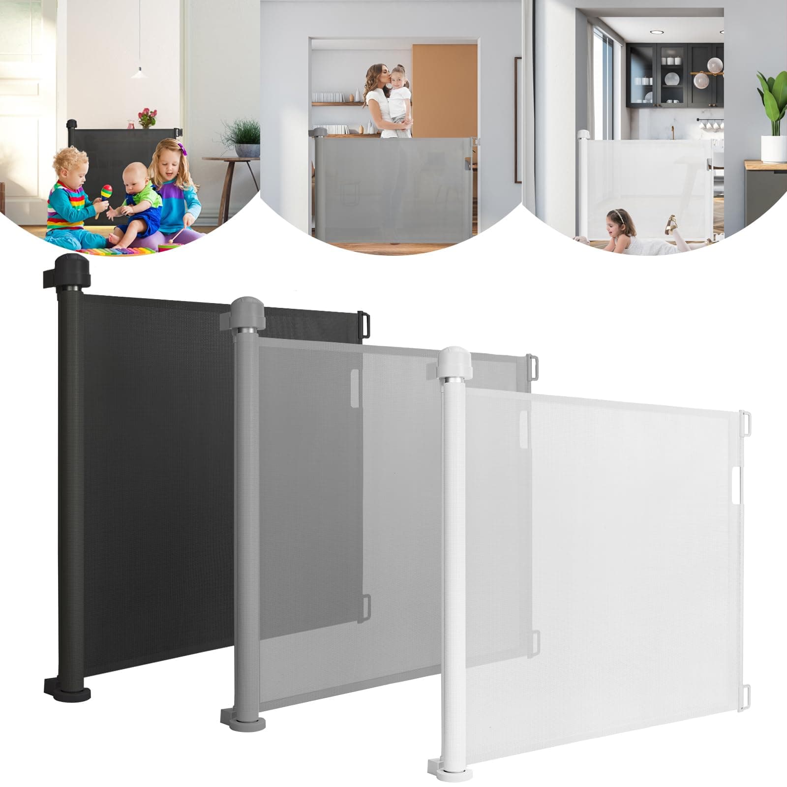 👶🐾 LARS360 Türschutzgitter Ausziehbar 0-150cm - Treppenschutzrollo für Babys und Haustiere 🚪