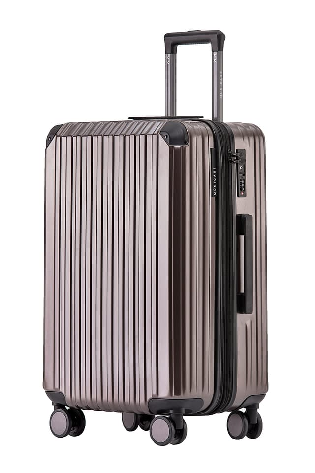 Münicase M816 TSA-Schloss, Dehnungsfuge, Teleskopgriff, Reisekoffer mit 4 Rollen, Hartschale, Große 76cm, Coffee Coffee Großer Koffer ⭐️🌍🛄