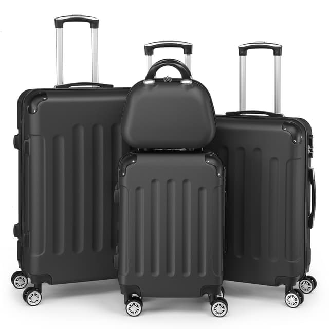 LEADZM Kofferset 4 teilig, Reisekoffer Set mit Kosmetikkoffer und Eckenschutz