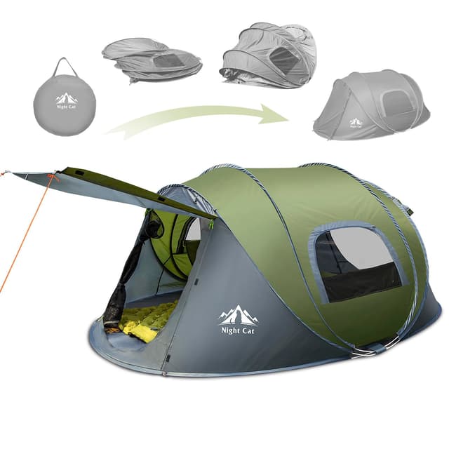 Night Cat Wurfzelt 2-4 Personen Wasserdicht 🏕️ Camping Zelt für Outdoor Sport Picknick Wandern Reisen 2 Personen Grün