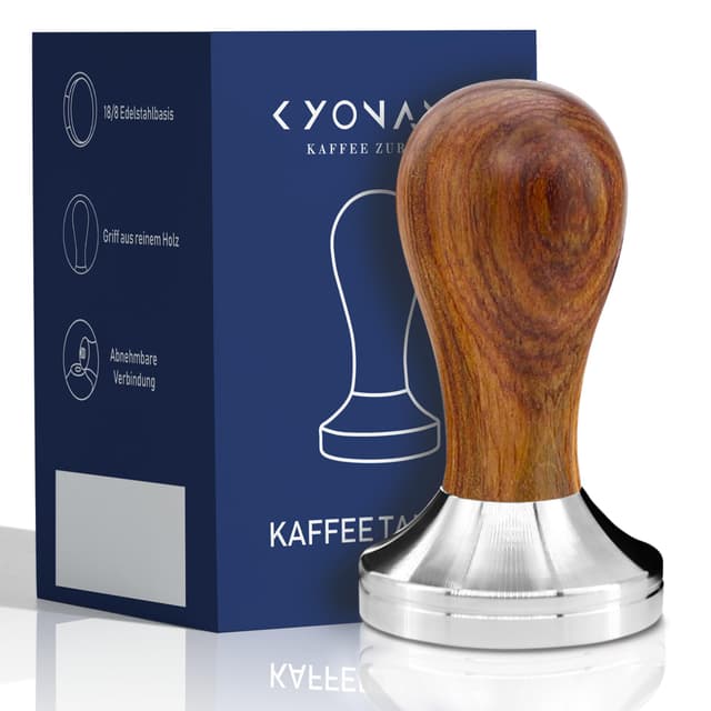 KYONANO Tamper 51mm aus Edelstahl mit Gelbem Birnbaumholz ☕