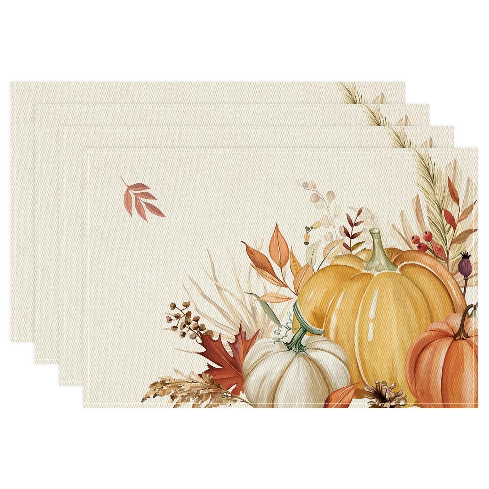 🍁🎃 Bonhause Kürbisblätter Herbst Tischsets 4er Set - 9.99€ + Kostenloser Versand