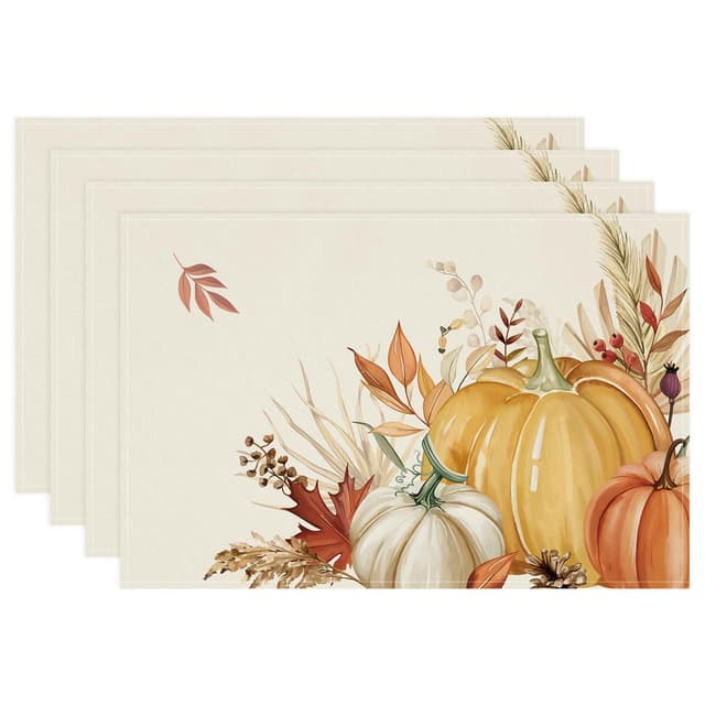 🍁🎃 Bonhause Kürbisblätter Herbst Tischsets 4er Set - 9.99€ + Kostenloser Versand