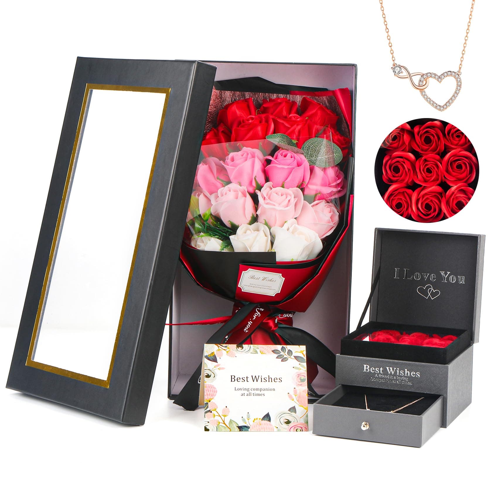 Konservierte Rosenbox mit Halskette 🌹 Schönes Geschenkset für Frauen