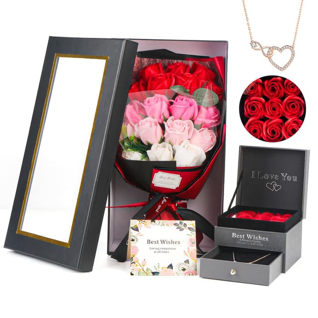 Konservierte Rosenbox mit Halskette 🌹 Schönes Geschenkset für Frauen