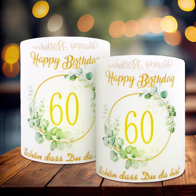 🎉 Anicy 12er Windlicht Set - 60. Geburtstag Deko für Frau/Mann 🕯️