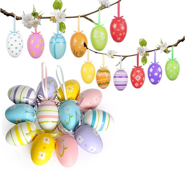 🐰 Ostereier zum Aufhängen - Bunte Plastik Eier Ostern Deko 24 PCS
