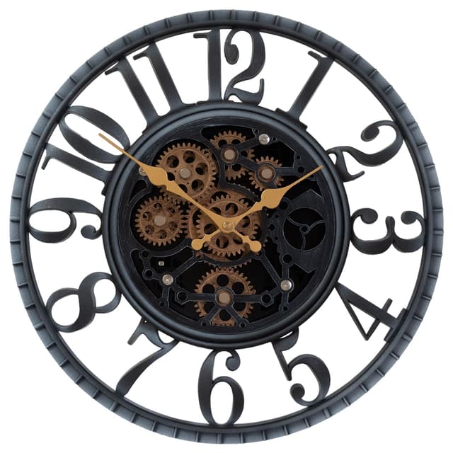 eYotto 40cm Vintage Wanduhr mit Beweglichen Zahnrädern