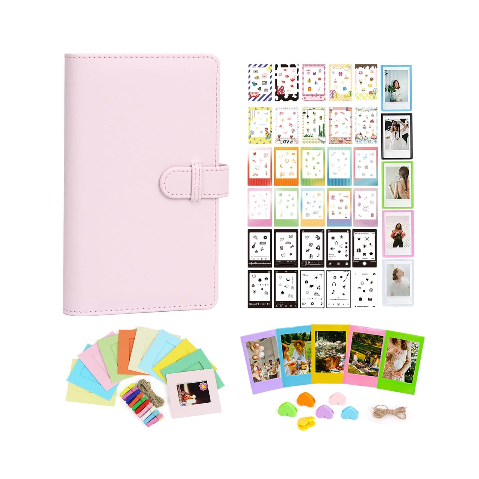 📸 Aisnyho Sofortbild-Film-Zubehör-Set für Instax Mini LiPlay 12 11 9 8+ 8 evo 99 SE 40 90 70 50S 26 25 7S Kamera, inkl. Album/Filmaufkleber/Mini-Rahmen/bunter Clip, Rosa - Blossom Pink, Casual 🌸