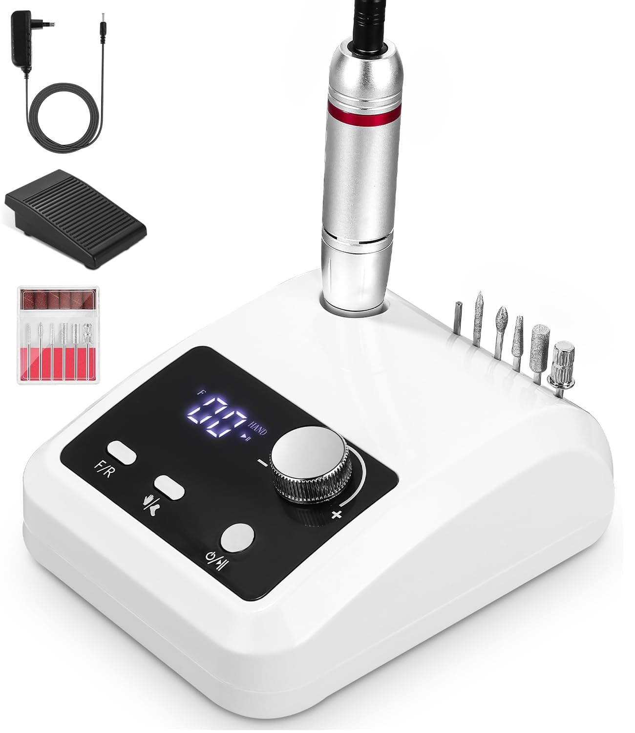 🌟 Nagelfräser für Gelnägel - Elektrische Nagelfeile 6 in 1 - Nail Drill Maschine Weiß 🌟