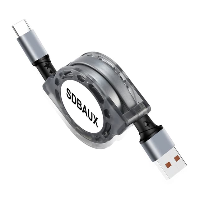SDBAUX USB C Kabel 1M, QC 3.0(3A) Schnellladung Einziehbares USB Typ C Ladekabel und Datenkabel für iPhone 16/15 Serie, iPad Pro 2020, Samsung Galaxy S25 S24 S23 Ultra, Huawei, LG, Moto, Sony, Switch USB A auf USB C 📱🔋