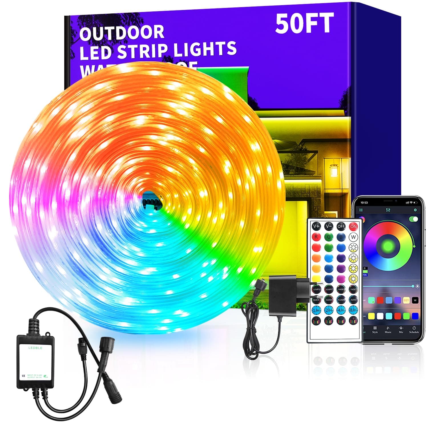 🌟 Vimeepro 15M Outdoor Led Strip Lichter IP68 - Musiksync & Fernbedienung 🎶