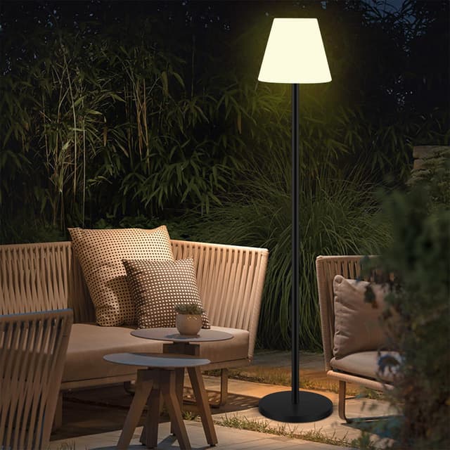 Solar Stehlampe Innen&Outdoor Lampe für Terrasse | RGB Buntes LED Solarlampe