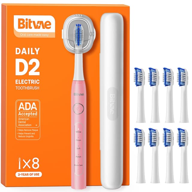 Bitvae D2 Elektrische Zahnbürste für Erwachsene und Kinder, Rosa 1 Stück 💖