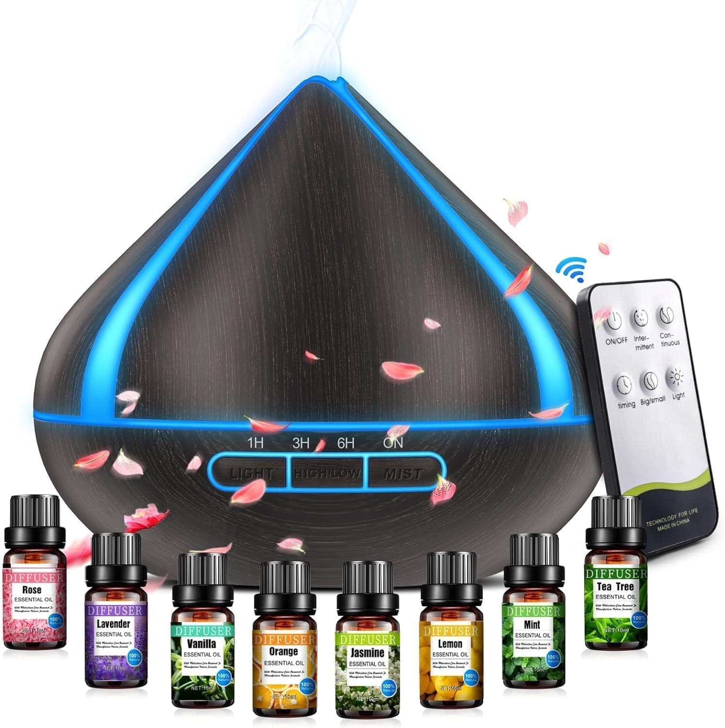 500 ML Ätherische Öle Diffuser mit 8 Ölen 🌿🌺🌼 Aromatherapie Diffuser