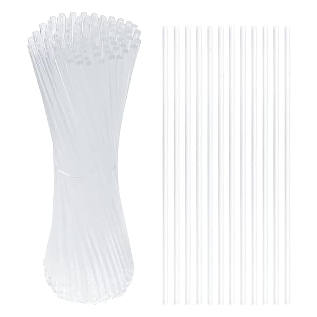 🍭🍰 JIHUOO 100 Stück 3mm klare Acryl-Lutscherstäbchen, Cake-Pop-Sticks, Süßigkeiten-Dessert-Sticks