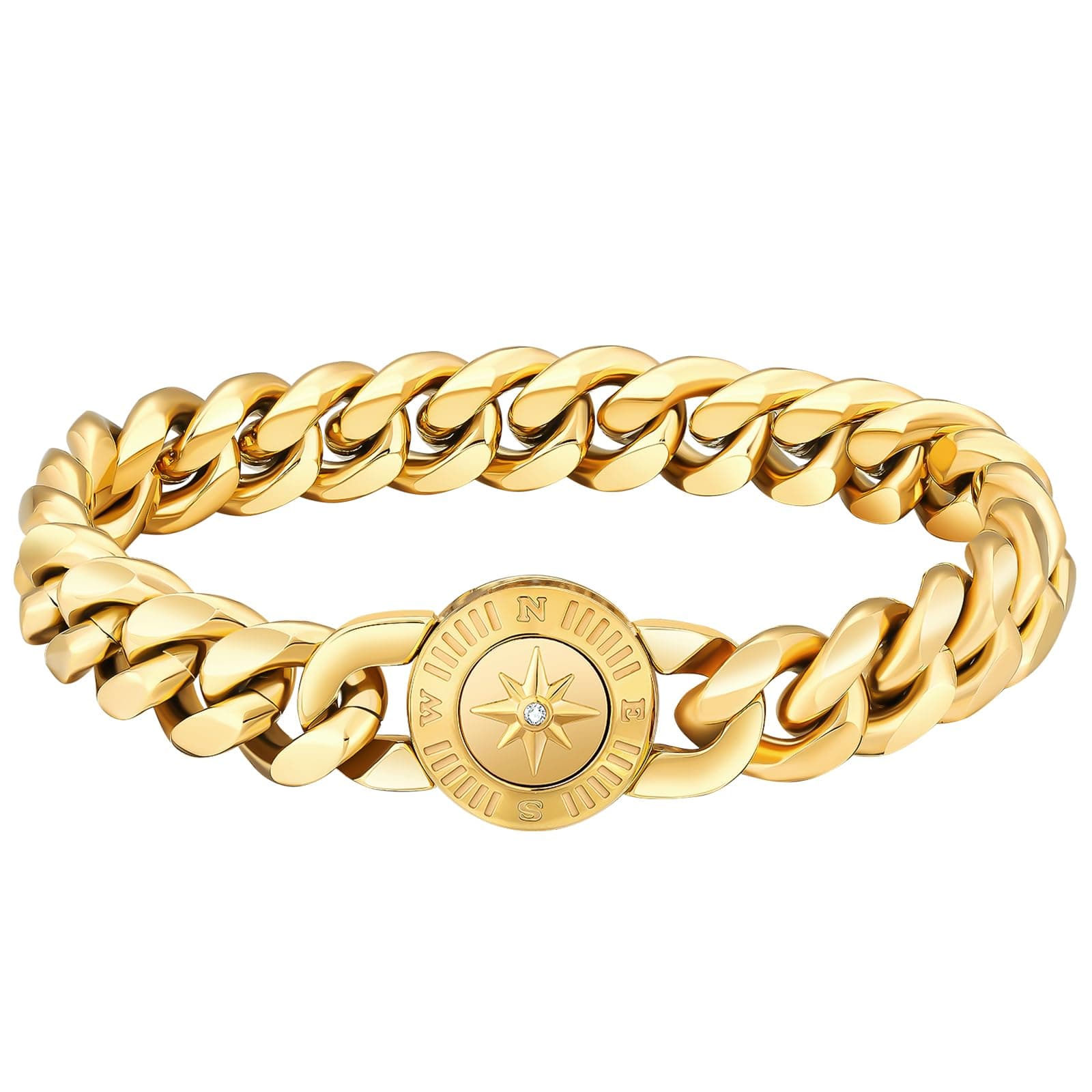 KRKC&CO 12mm Herren Armband mit Löwe Kopf/Totenkopf Verschluss 🦁💀 18K Gold beschichtet Panzerarmband ✨ Hip Hop Schmuck