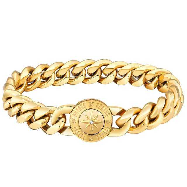 KRKC&CO 12mm Herren Armband mit Löwe Kopf/Totenkopf Verschluss 🦁💀 18K Gold beschichtet Panzerarmband ✨ Hip Hop Schmuck