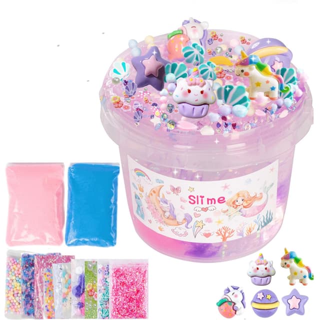 🎉 Kindergeburtstag Gastgeschenke Clear Verträumt Slime Einhorn 10OZ Rosa-violett Schleim 🦄