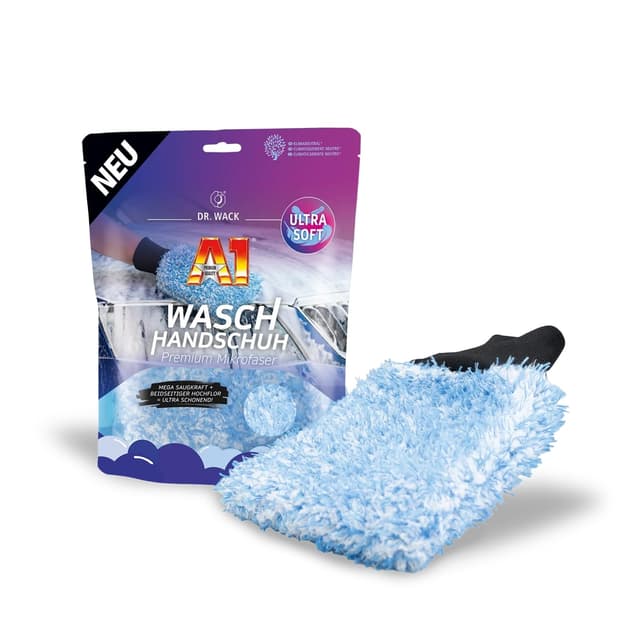 🚗 DR. WACK A1 Waschhandschuh Auto 🧼 Premium Mikrofaser 🌟 Ultra-Soft & extrem saugstark