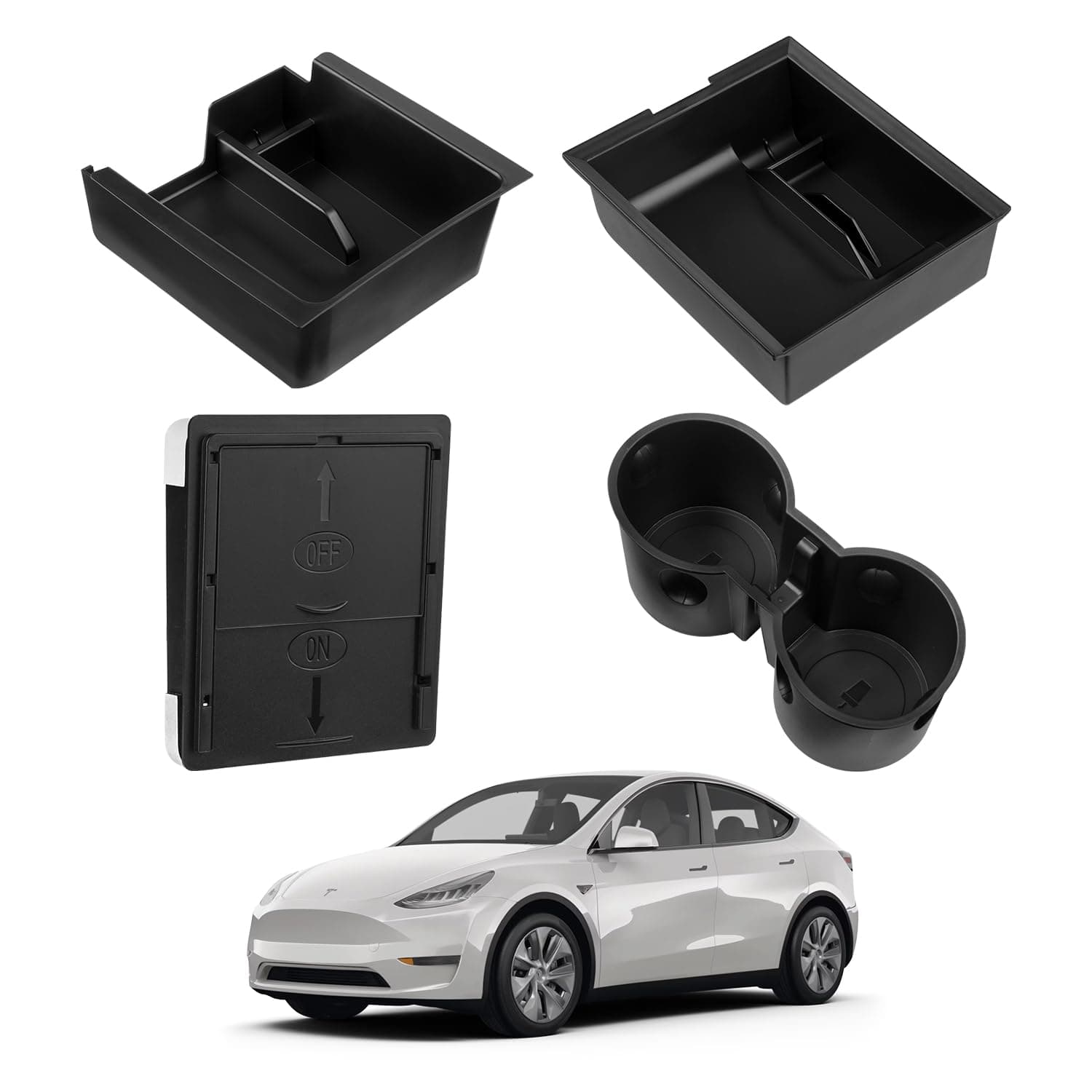 🚗🔝 CARERSTEN Zubehör für Tesla Model Y 2021–2023 Aufbewahrungsbox Set 🛍️