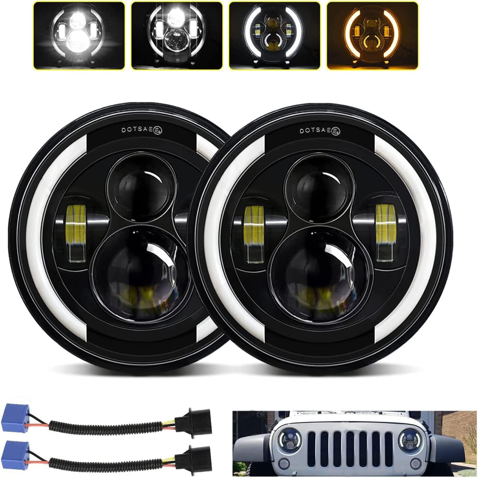 Kairiyard Paar 7 Zoll LED Scheinwerfer 100W 10000LM 4 Linsen 😎🚗