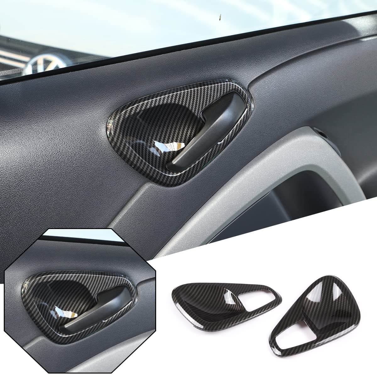 🚗🔧 DIYUCAR ABS Auto Innentürgriff Schüssel Dekorative Abdeckung Aufkleber für Mercedes-Benz Smart 451 Fortwo 2010-2015 Innenzubehör (Kohlefaser) Carbon Fiber