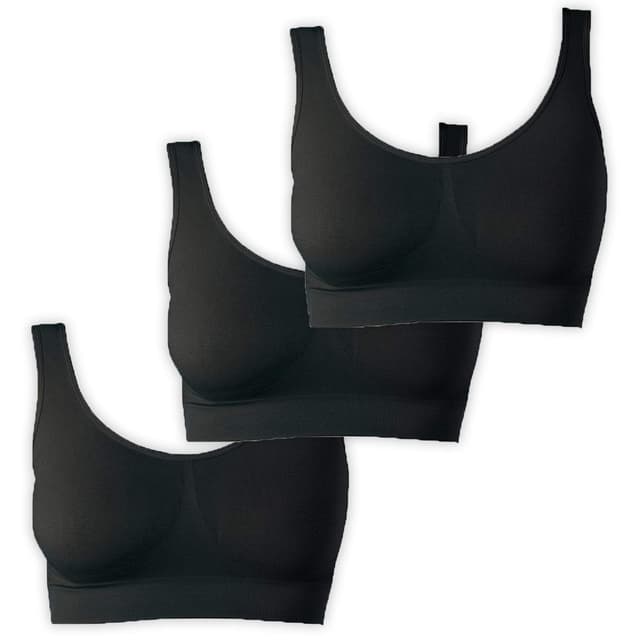UnsichtBra Bustier Damen BH ohne Bügel | Wohlfühl Bustiers Top | 🌟 Bügelloser Soft Bra 🌟 | Schlaf Still Sport Bralette in vielen Farben XXL 3 X Schwarz