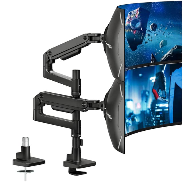 🖥️ ARES WING Monitor Halterung 2 Monitore 17-49 Zoll Gasfeder Schwarz