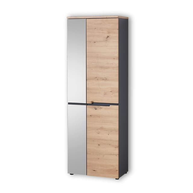🌟🏡 Stella Trading MEMPHIS Garderobenschrank mit Spiegel in Artisan Eiche Optik, Graphit - Moderner Flurgarderoben Schrank