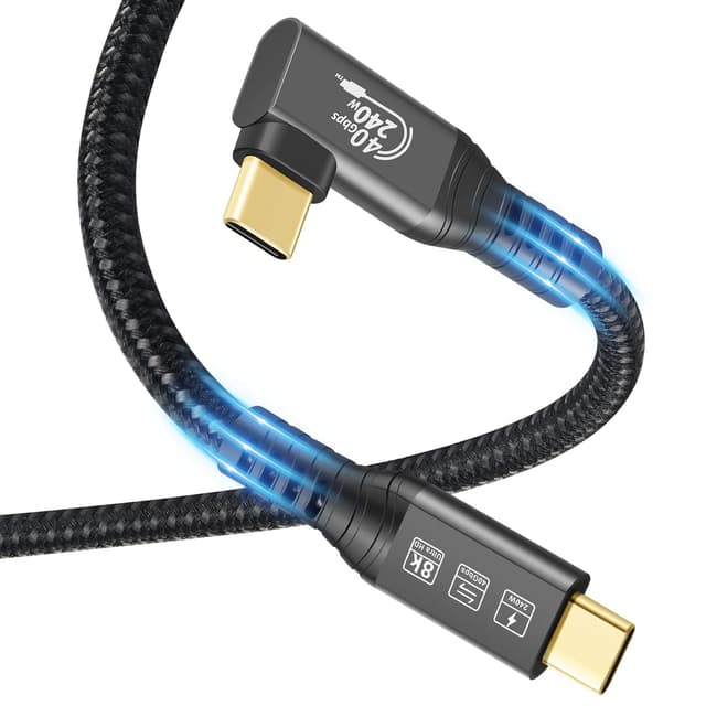 🔋🚀 USB4 Kabel -Thunderbolt 4 Kabel, 40Gbps Daten, 240W Laden, 8K @ 60Hz HDR, USB C auf USB C, 1M, 90 Grad