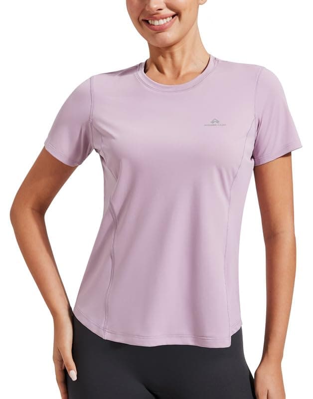 👚 Tshirt Damen Schnelltrocknend Sport T Shirt für Damen Kurzarm Rundhals Einfarbig Laufshirt Oberteile Atmungsaktiv Funktionsshirt Yoga Top Schwarz Lila M