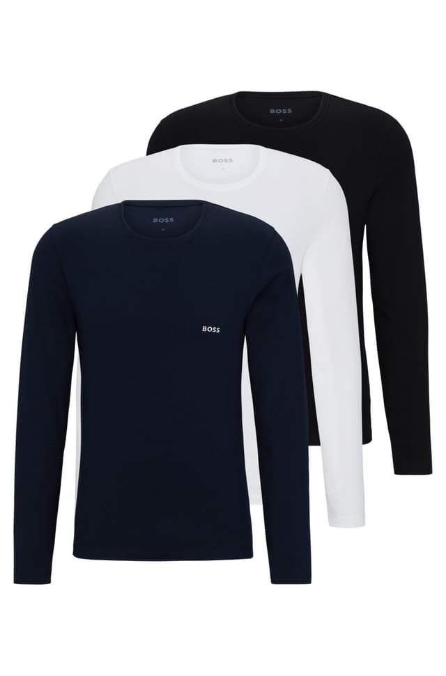 🔥 Mega Deal! BOSS Herren R-Neck Langarmshirt, 3er Pack L