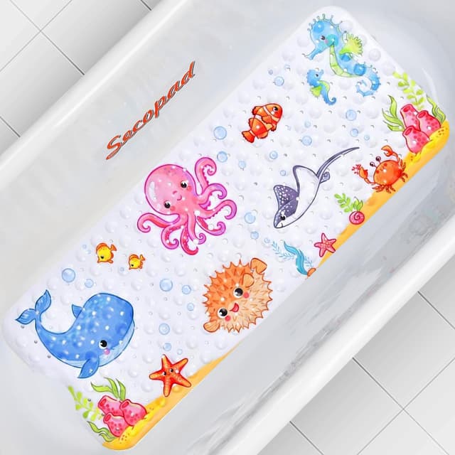 Secopad Baby Badewannenmatte für Badewanne, 100x40 cm Pink Octopus 🐙