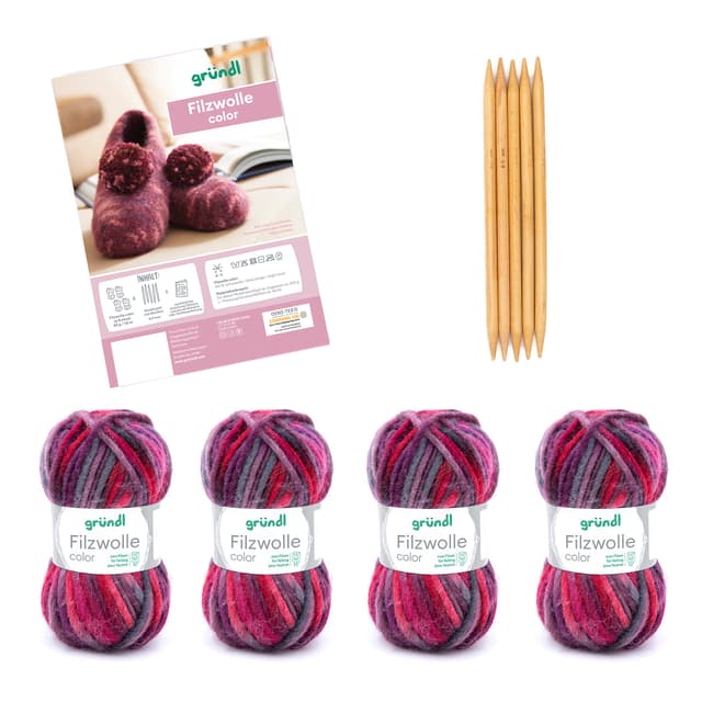 Gründl Strickset Filzwolle color, Lila-bordeaux-anthrazit 🧶🏠