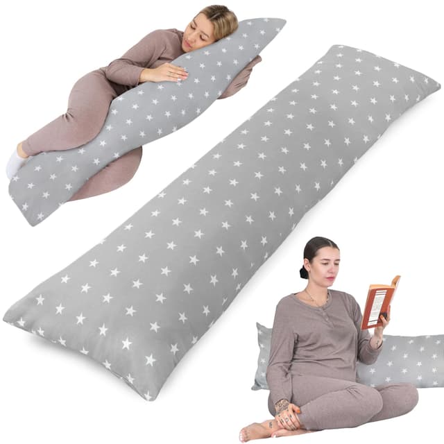 Totsy Baby Seitenschläferkissen mit Bezug Baumwolle 40 x 145 cm - Komfortkissen Schlafkissen Seitenschläfer Body Pillow