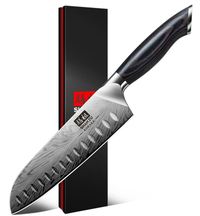 🔪 SHAN ZU Küchenmesser aus Pulverstahl | Japanisches Santokumesser 18cm