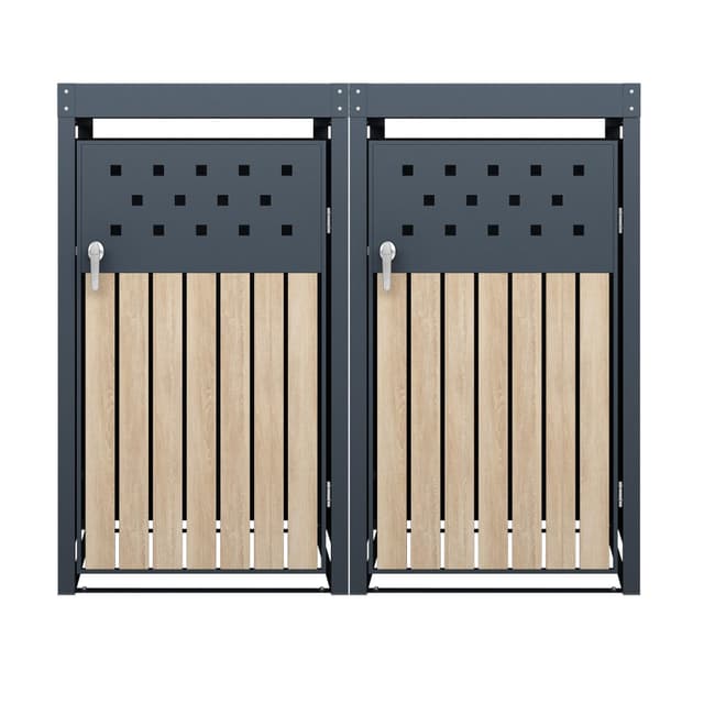 🌿🗑️ ESTEXO Mülltonnenbox mit Pflanzdach Anthrazit (2 Türen) - Angebot!